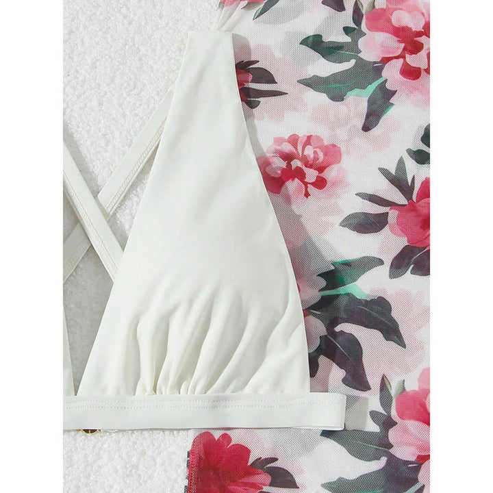 Damen Zweiteiler Bikini-Set mit Blumendruck und Wickelrock Echo Archiv