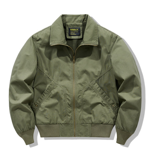 Men's zip-front collared micro-ripstop bomber with angled seam hand pockets and elasticated cuff hem – Brevano
