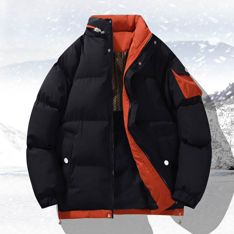 Herrenjacke aus ungefüttertem Outdoor-Material mit hohem Stehkragen, Isolierung und elastischen Bündchen – Taviero