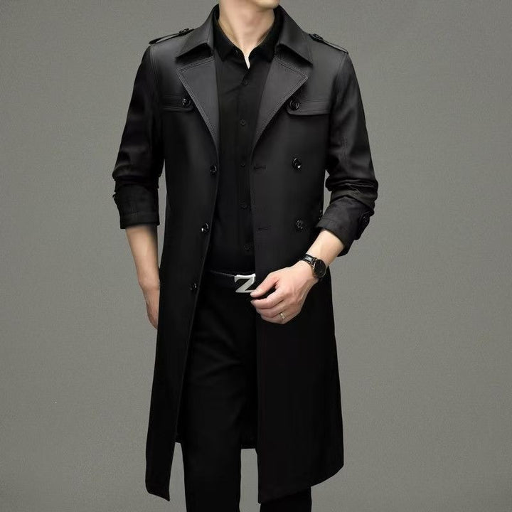 Herren Doppelreihiger taillierter Trenchcoat mit Schulterklappen Echoarchiv