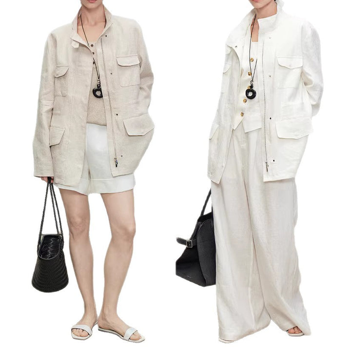 Damen Leichte und Luftige Leinenjacke Echoarchiv
