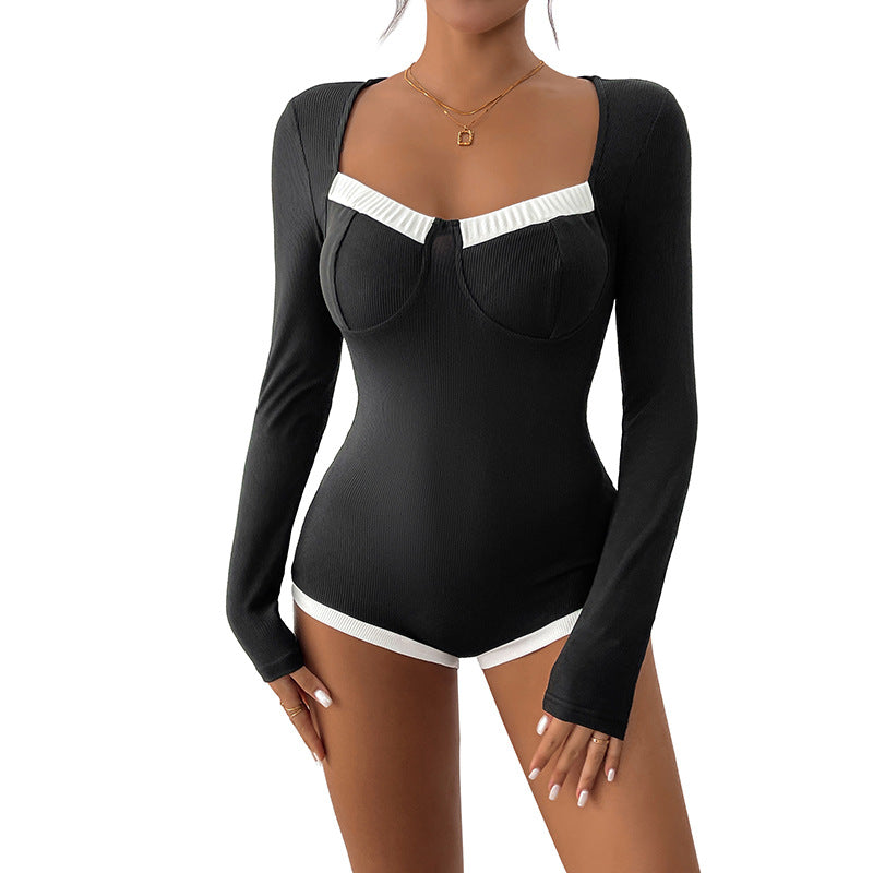 Damen Eleganter Langarm-Bodysuit Echo Archiv