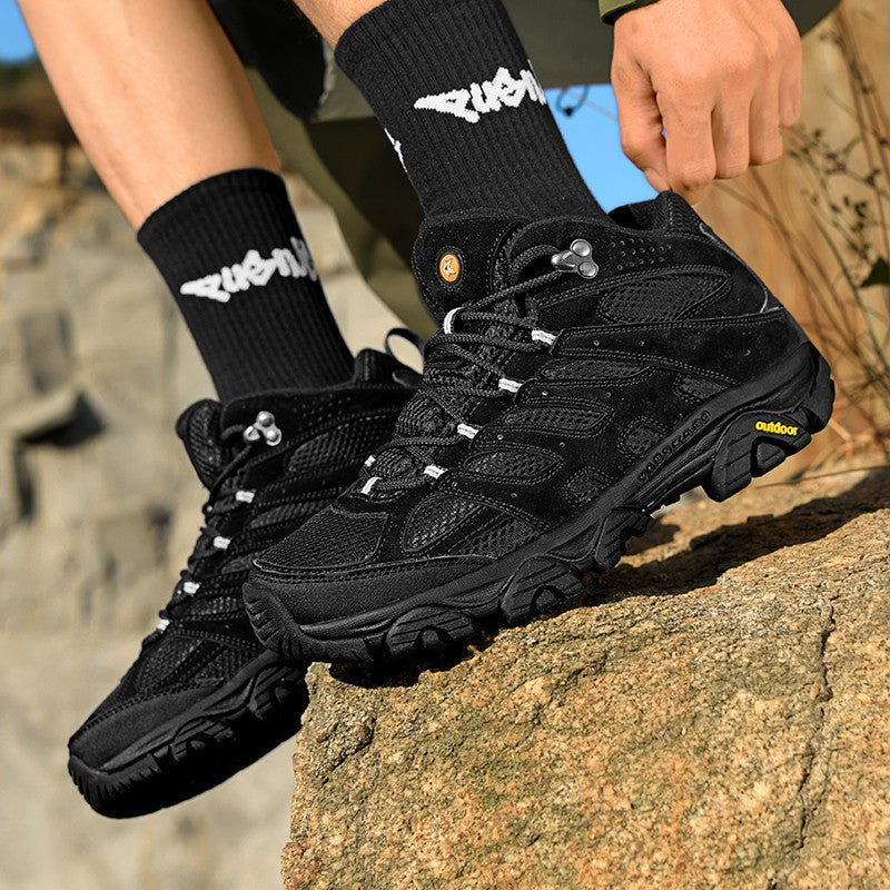 Herren robuste Trekkingstiefel mit wasserdichtem Wildleder‑Mesh, griffiger Offroad‑Profilsohle und verstärkter Zehenkappe – Tavélo