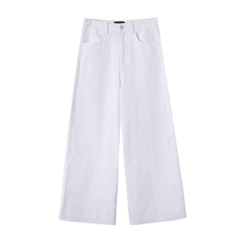 Damen Weite hochtaillierte Palazzo-Hose aus Baumwollmix mit Umschlagsaum Echo Archiv