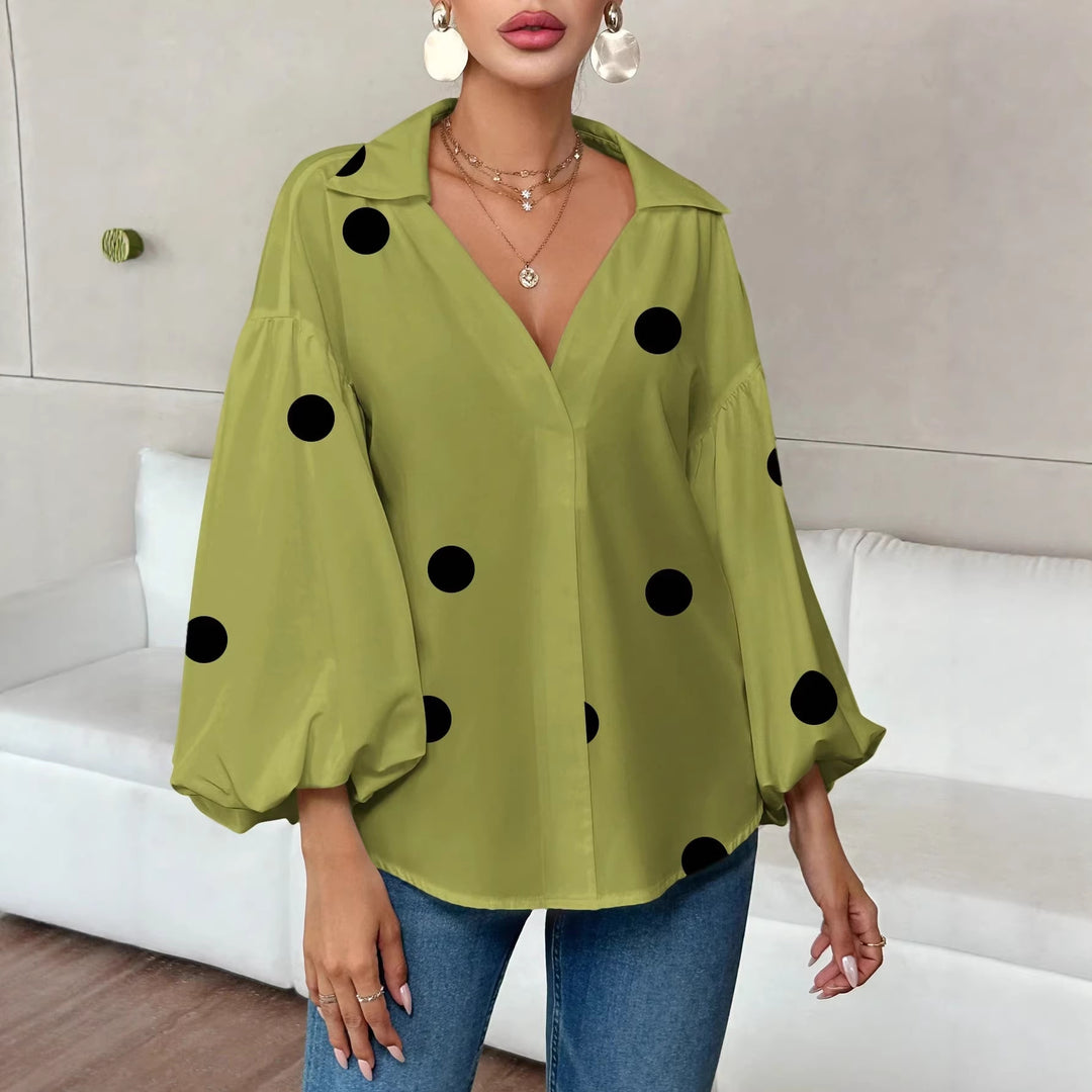 Damen Oversize-Bluse mit voluminösen Puffärmeln und Punktmuster Echo Archiv