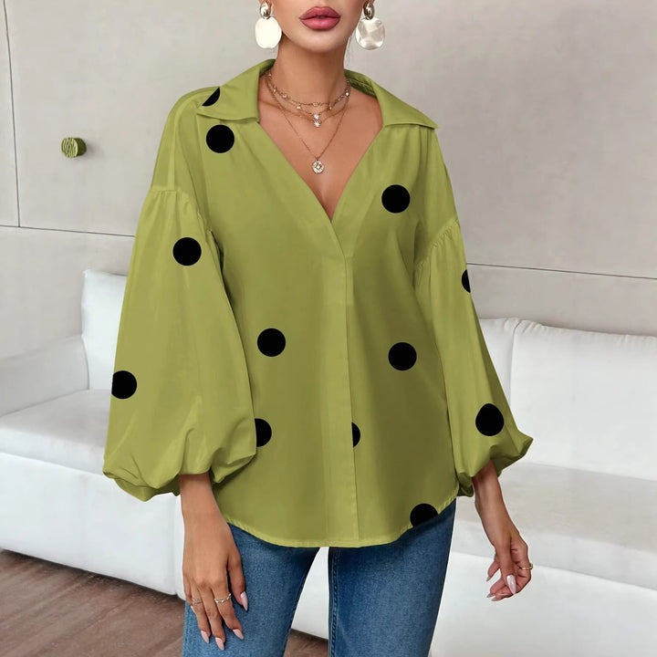 Damen Oversize-Bluse mit voluminösen Puffärmeln und Punktmuster Echo Archiv