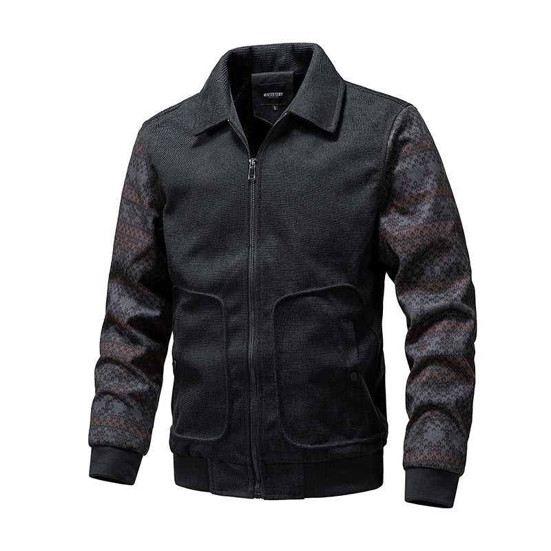 Herren Strick-Blousonjacke mit Reißverschluss, geripptem Saum & Norwegerärmeln Echoarchiv