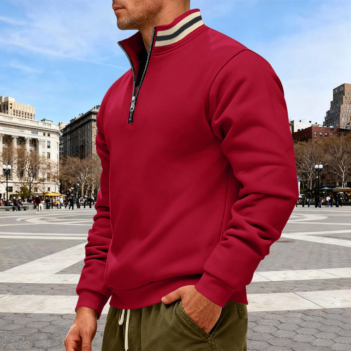Herren nan Halbzip-Sweatshirt mit sportivem Ringkragen und weichem Fleece-Innenfutter Echo Archiv