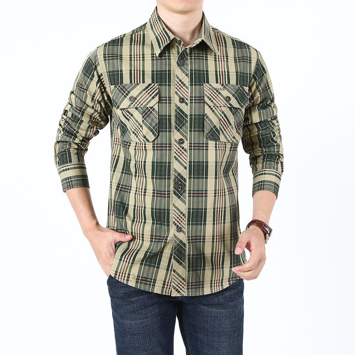 Herren Kariertes Baumwoll‑Overshirt mit Brustpattentaschen – Taviero