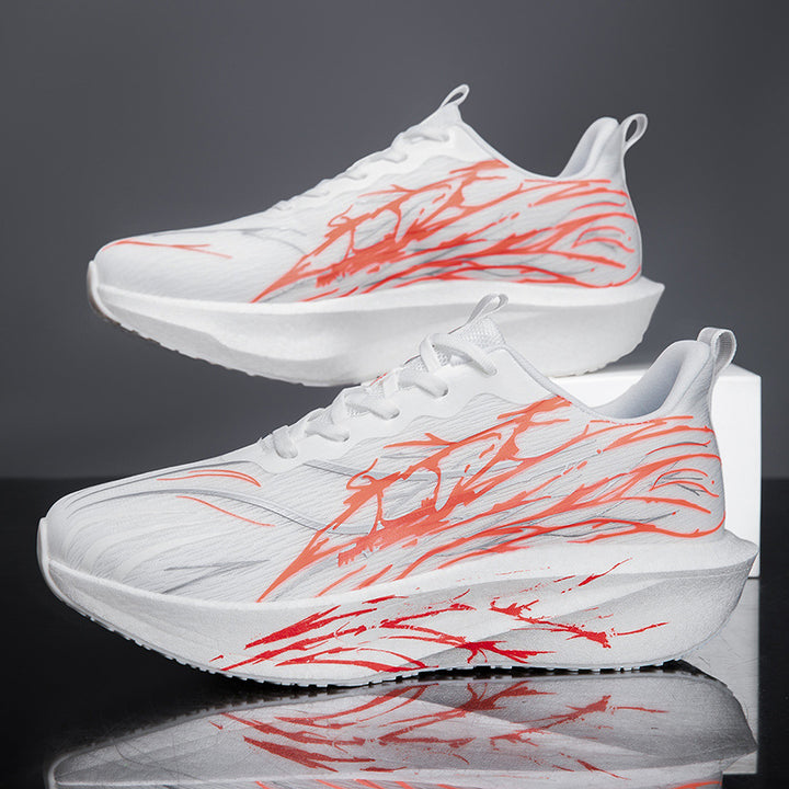 Unisex leichte Laufsneaker mit grafischem Splash-Print, atmungsaktivem Strickoberteil und gedämpfter Plateausohle – Tavélo