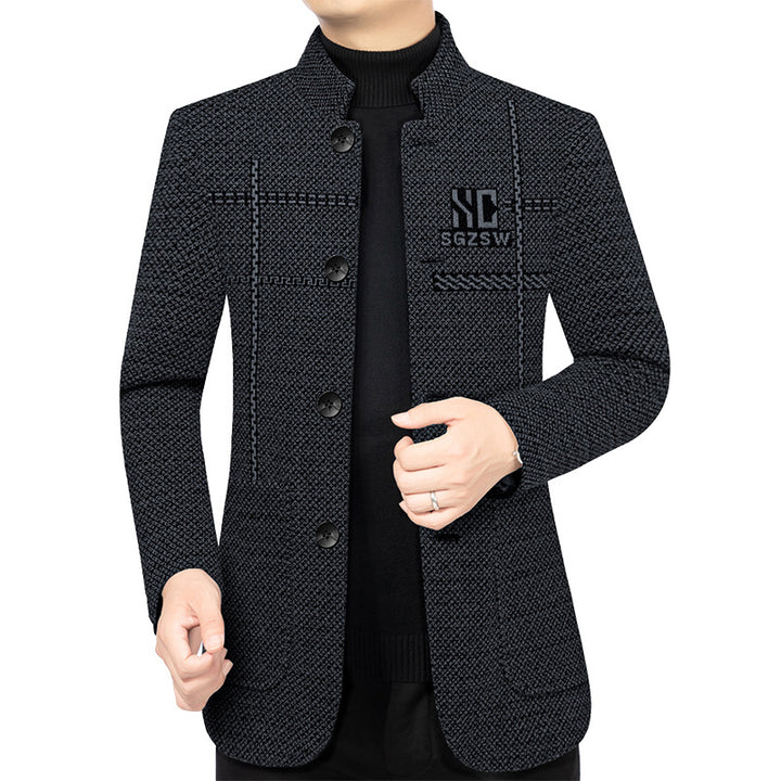 Herren Sakko-Cardigan mit wärmender Teddyfutter und Stehkragen – Taviero