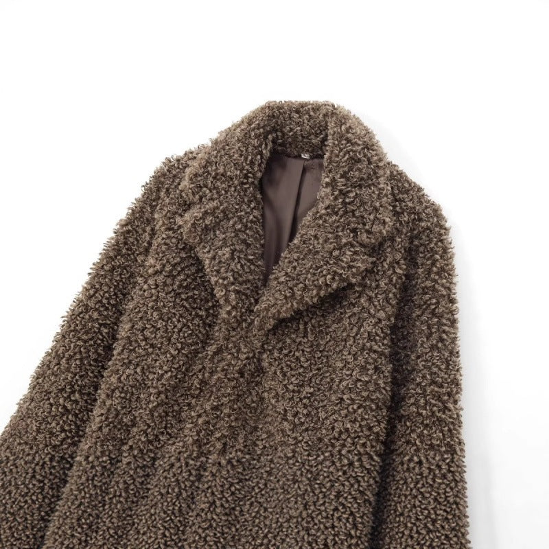 Damen Oversize-Kunstfell‑Teddyjacke mit Schalkragen und gefüttertem Innenfutter Echo Archiv