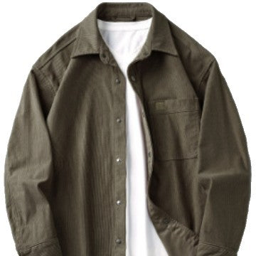 Herren Cord-Overshirt im Worker-Look mit Druckknopfleiste und aufgesetzter Brusttasche Echoarchiv