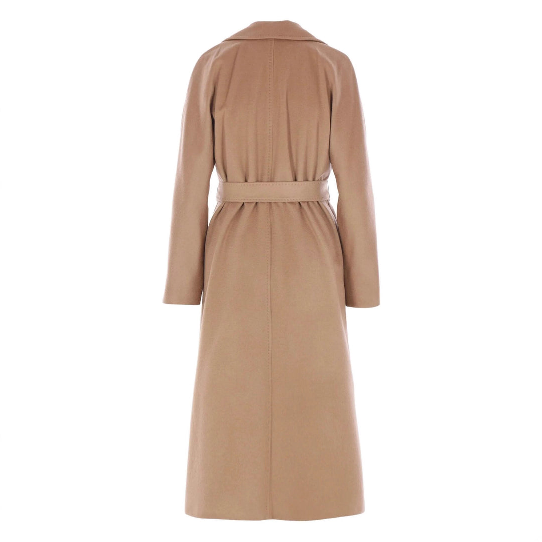 Damen Eleganter Wickelmantel aus Wollmix mit breitem Revers und Taillengürtel Echoarchiv