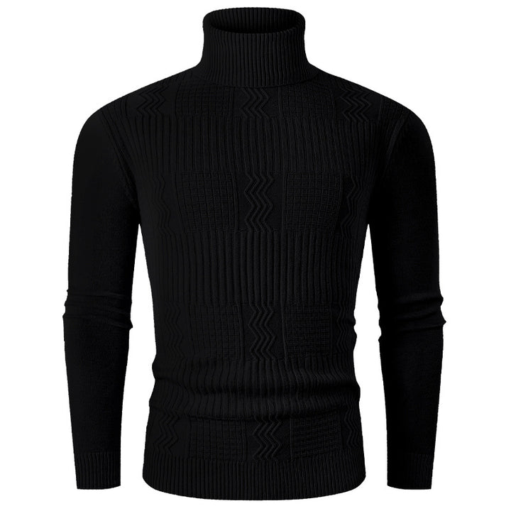 Herren Rollkragenpullover aus Feinstrick mit strukturiertem Jacquardmuster und tailliertem Schnitt Echo Archiv