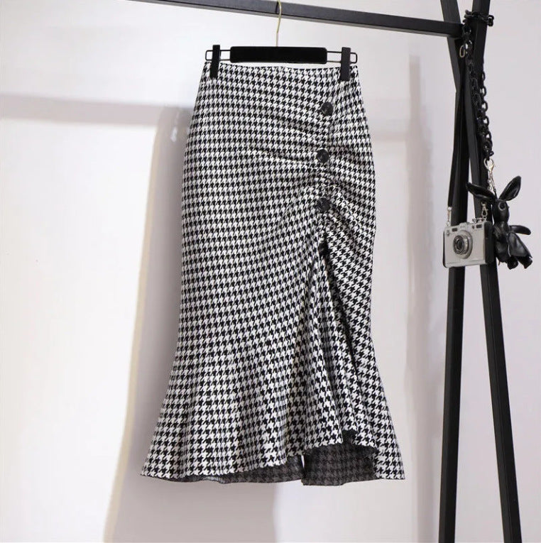 Damen Eleganter, figurbetonter Midi-Rock mit Knopfdetails Echo Archiv