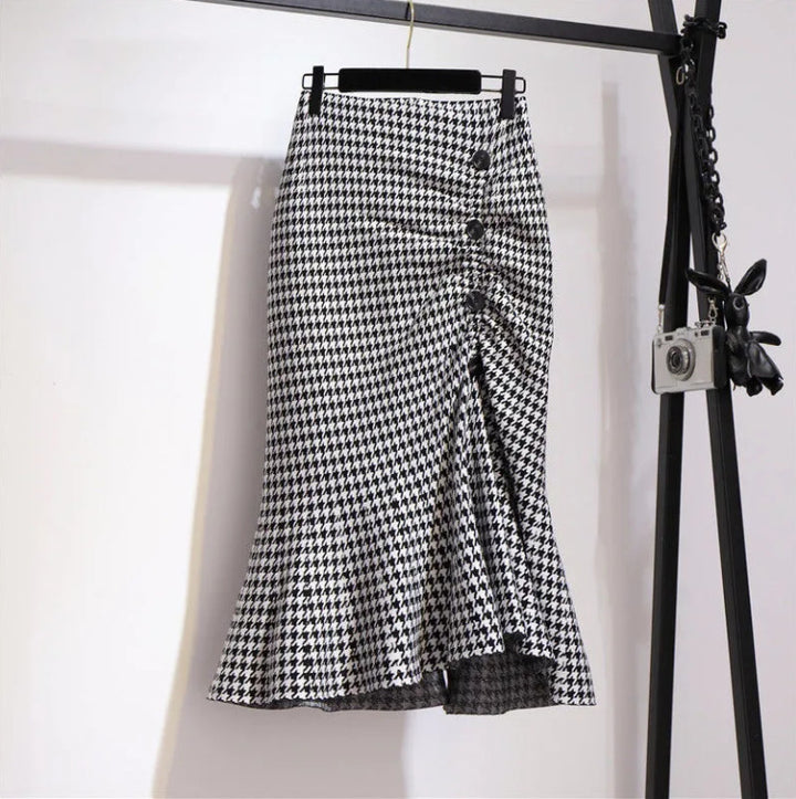 Damen Eleganter, figurbetonter Midi-Rock mit Knopfdetails Echo Archiv