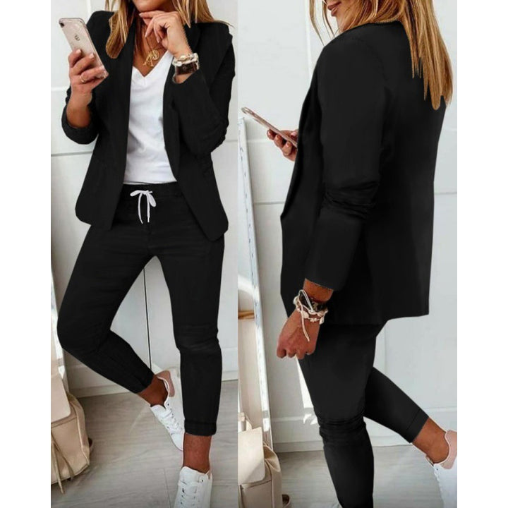 Damen Zweiteiliges Stretch-Jersey-Blazer-Set mit Kordelzug-Jogginghose Echo Archiv