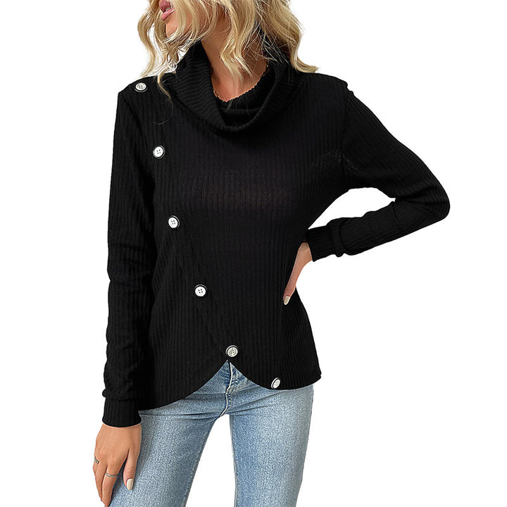 Damen Elegantes Strickoberteil mit Schalkragen und Knopfdetails Echo Archiv