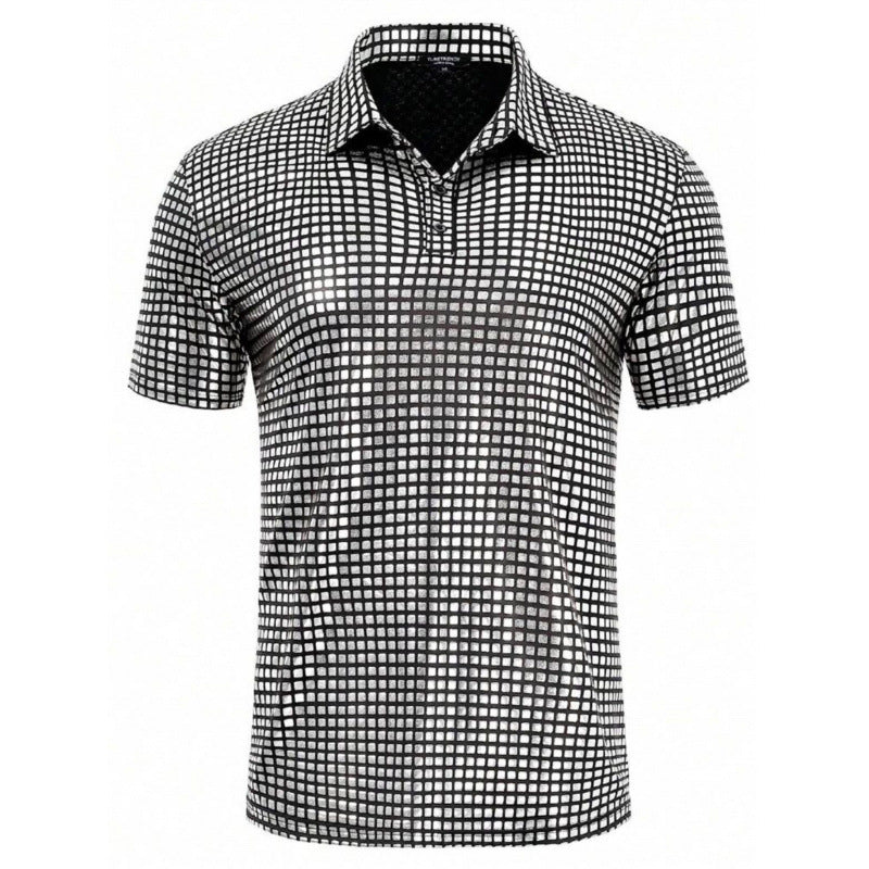 Herren Polo-Shirt mit modernem grafischen Muster Echoarchiv