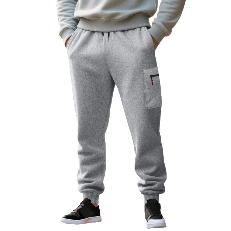 Herren lässige Jogginghose mit Cargo-Reißverschlusstasche, elastischem Bund und gerippten Bündchen – Sorevano