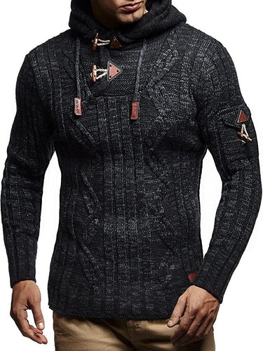 Herren Strickpullover mit Kapuze und klassischem Zopfmuster Echoarchiv