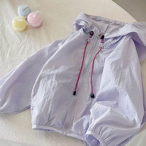 Damen nan leichte Kapuzenjacke Windbreaker mit Kordelzug, elastischem Saum und Reißverschluss Echo Archiv