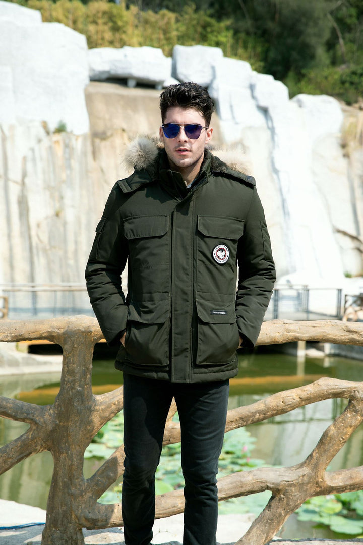 Herren isolierter Field-Parka mit abnehmbarem Kunstfellkragen und Mehrfachtaschen Echo Archiv
