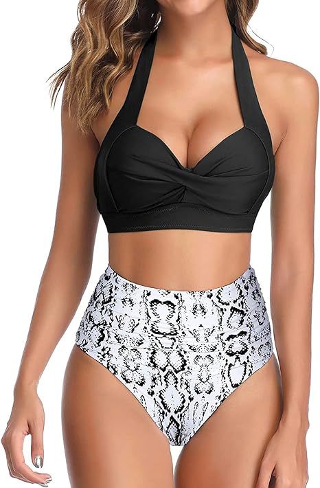 Damen Hochgeschnittener Bikini mit raffiniertem Oberteil Echo Archiv
