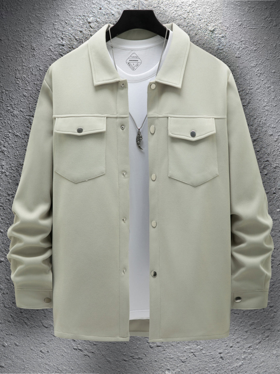Herren lässige Overshirt-Jacke mit praktischen Brusttaschen und druckknopfverschluss Echoarchiv