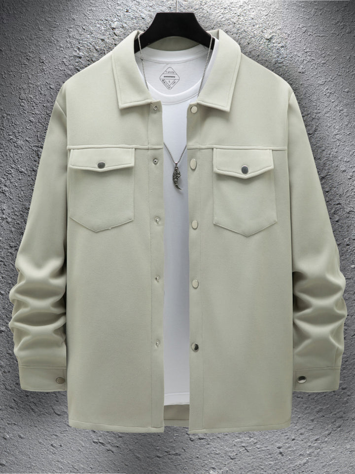 Herren lässige Overshirt-Jacke mit praktischen Brusttaschen und druckknopfverschluss Echoarchiv