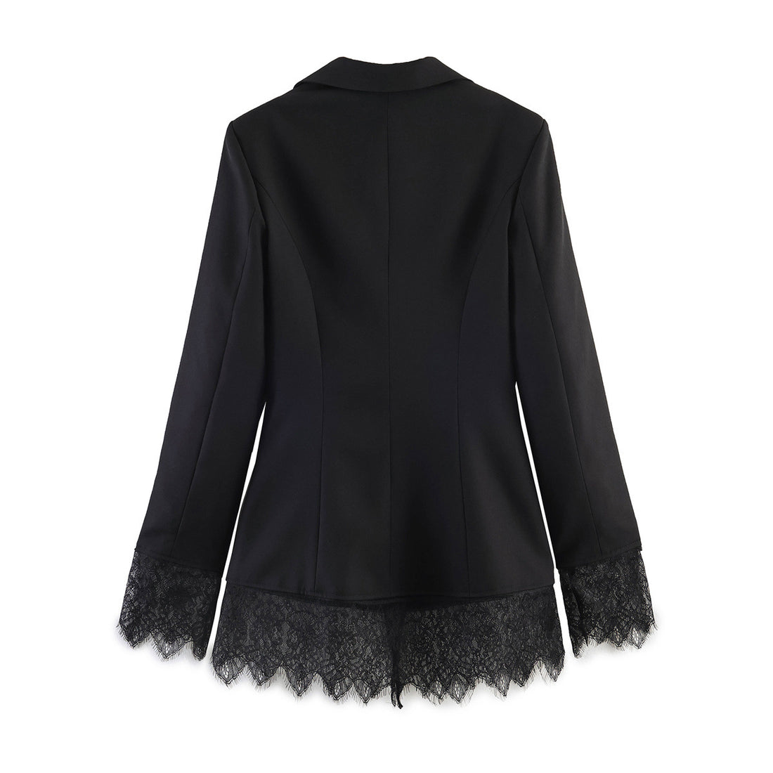 Damen Taillierter Blazer mit Spitzensaum und Pattentaschen Echoarchiv