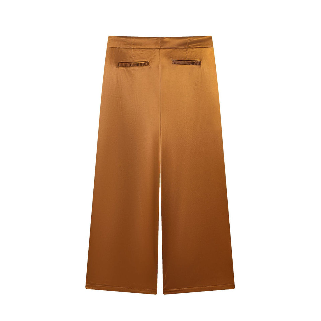 Damen hochtaillierte Satin-Culotte mit verdeckter Knopfleiste, Bügelfalte und seitlichen Eingrifftaschen – Avélisse