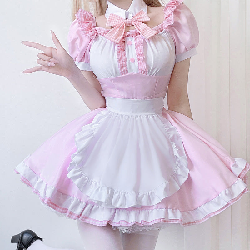 Damen Dienstmädchenkleid mit Rüschendetails und Schleife Echo Archiv