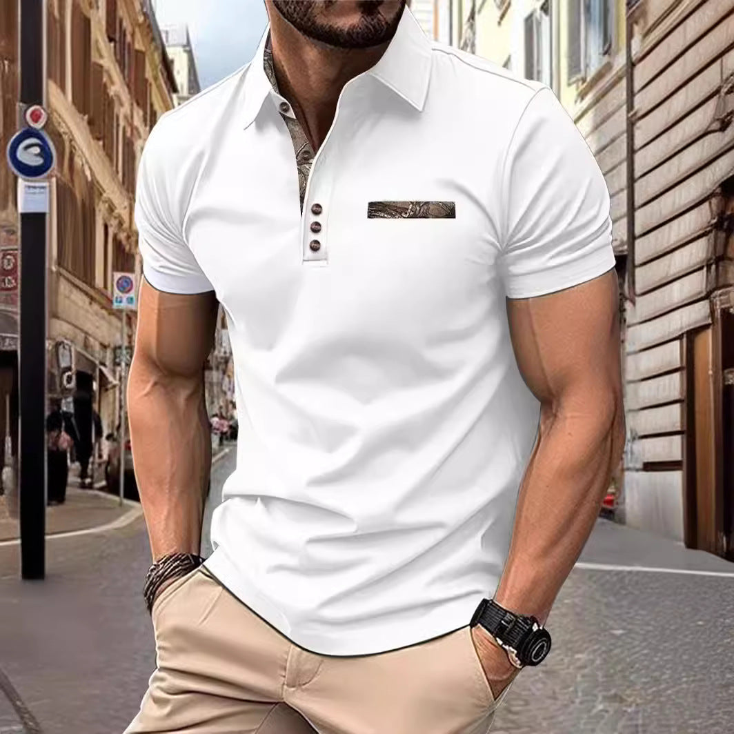 Herren Poloshirt mit stilvollem Kragen und modischem Brusttaschen-Design Echoarchiv