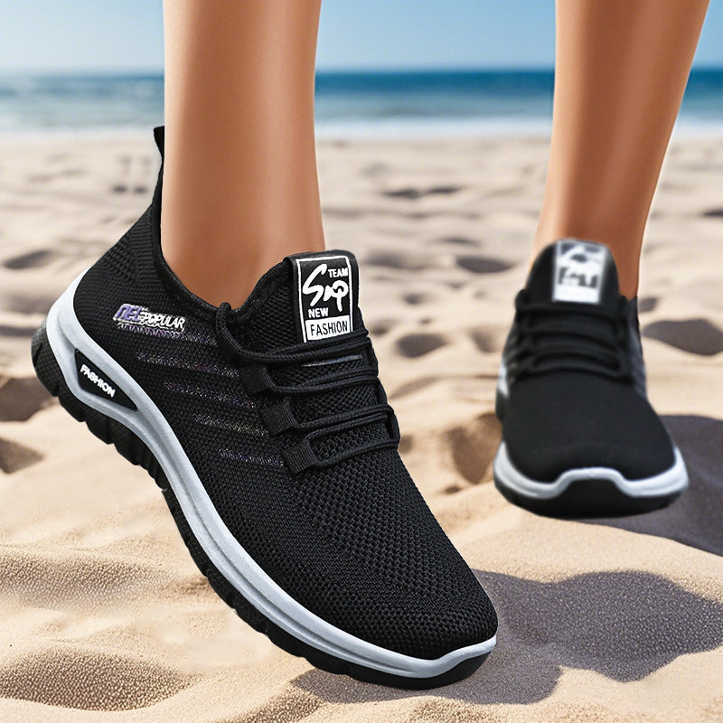 Damen nan leichte gestrickte Freizeitsneaker mit elastischem Schnellzug-Kordelsystem und stoßdämpfender EVA-Sohle Echo Archiv