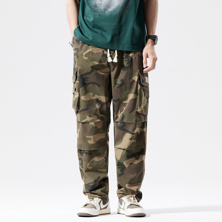 Herren Locker geschnittene Mehrfach-Taschen Cargohose mit Kordelzug und Camouflage-Muster Echo Archiv