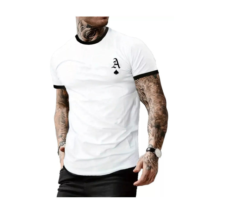 Herren T-Shirt mit modernem Motiv und kontrastierendem Kragen Echoarchiv