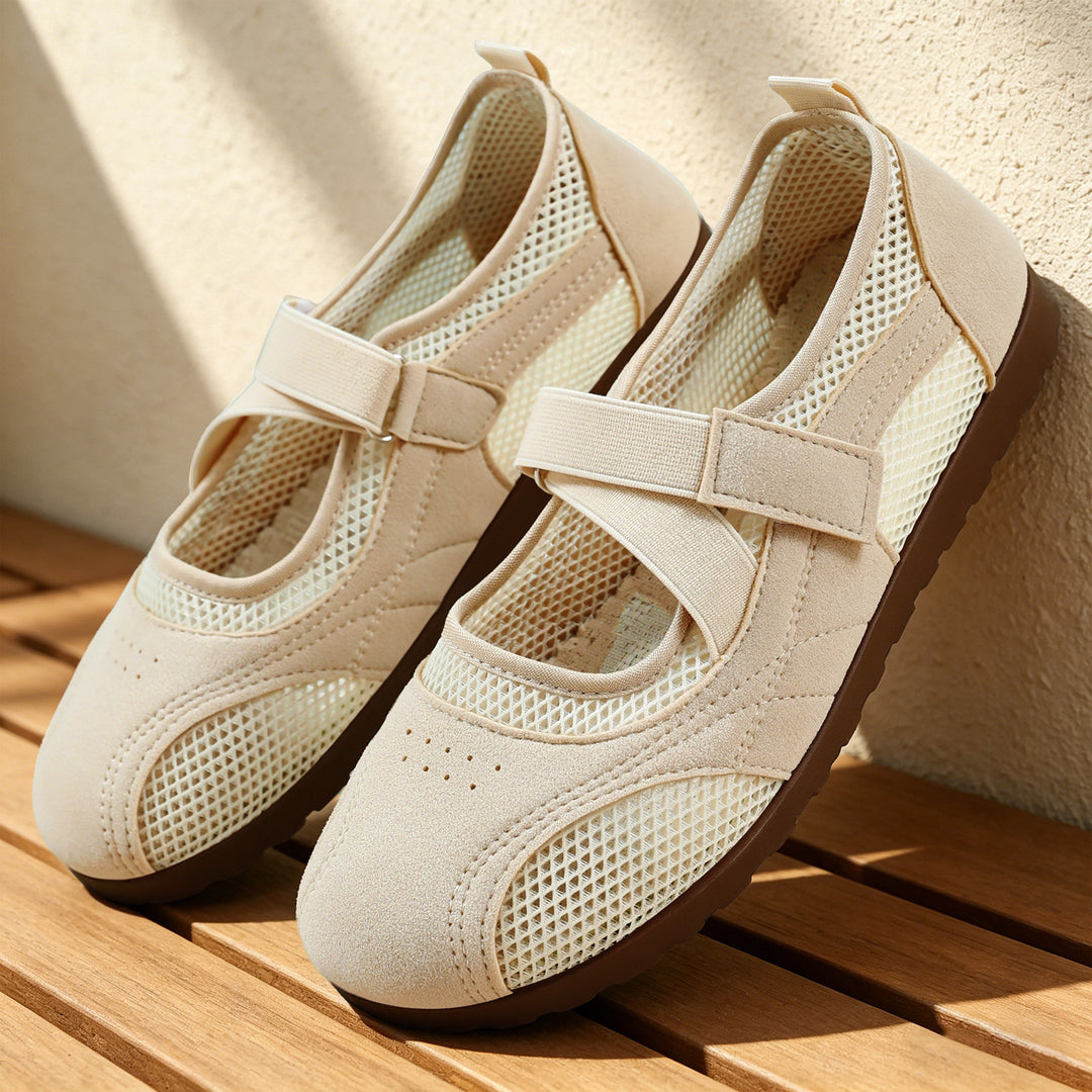 Damen nan atmungsaktive Mary-Jane-Walking-Halbschuh mit Klettverschluss und verstärkter Profilsohle Echo Archiv