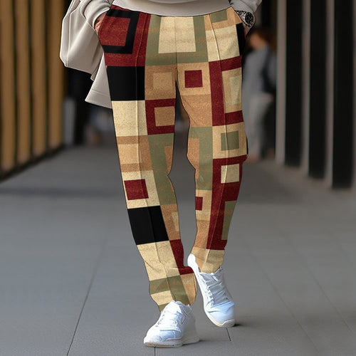 Herren modische Freizeithose mit geometrischem Muster und elastischem Bund Echoarchiv