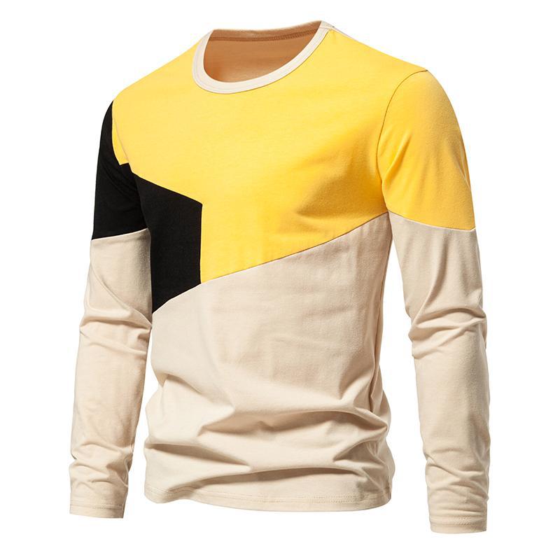 Herren Langarm T-Shirt mit modernem Farbblockdesign Echoarchiv