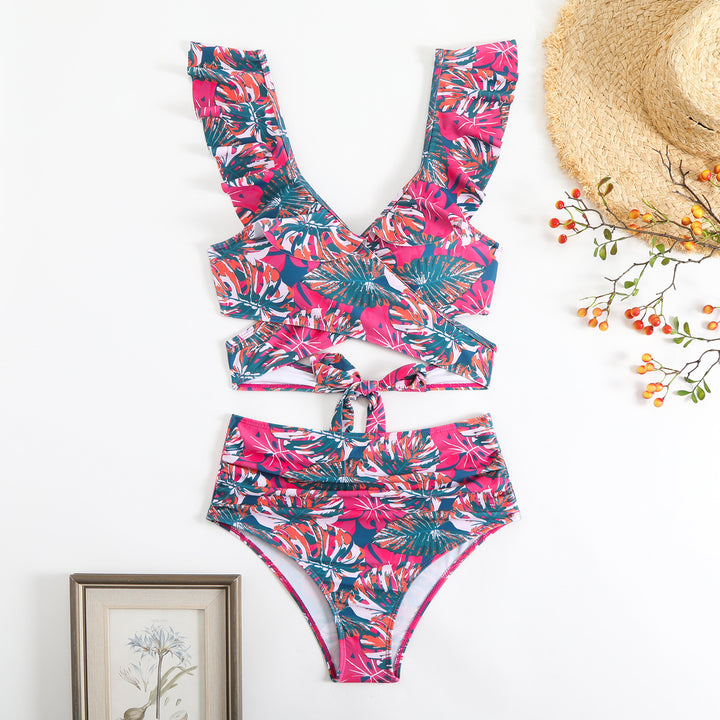Damen Cropped Bikini-Set mit verspieltem Rüschendesign und elegantem Bindeträgersystem Echo Archiv