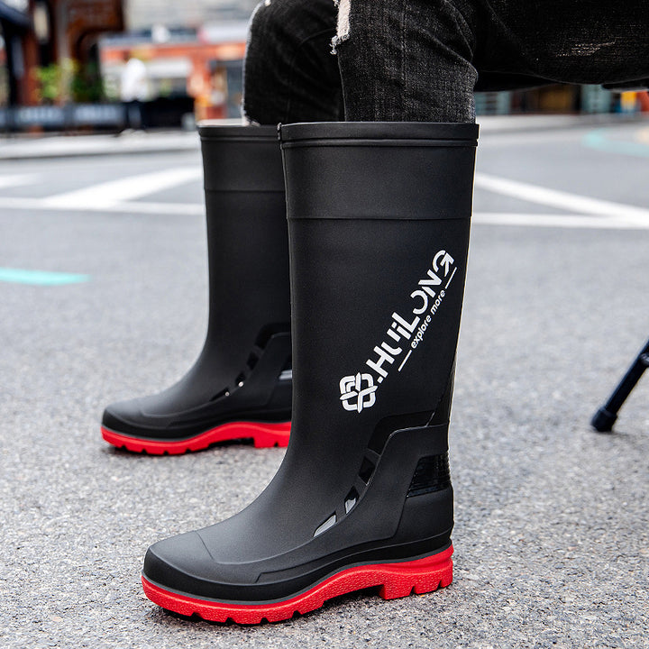 Herren Wasserdichte Gummistiefel mit verstellbarem Schaftabschluss und profiliertem Dämpfungssohlensystem Echoarhiv – Tavélo