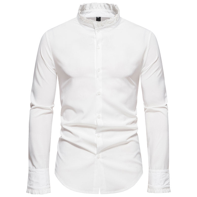 Herren Langarmhemd mit modischem Stehkragen und eleganten Details Echoarchiv