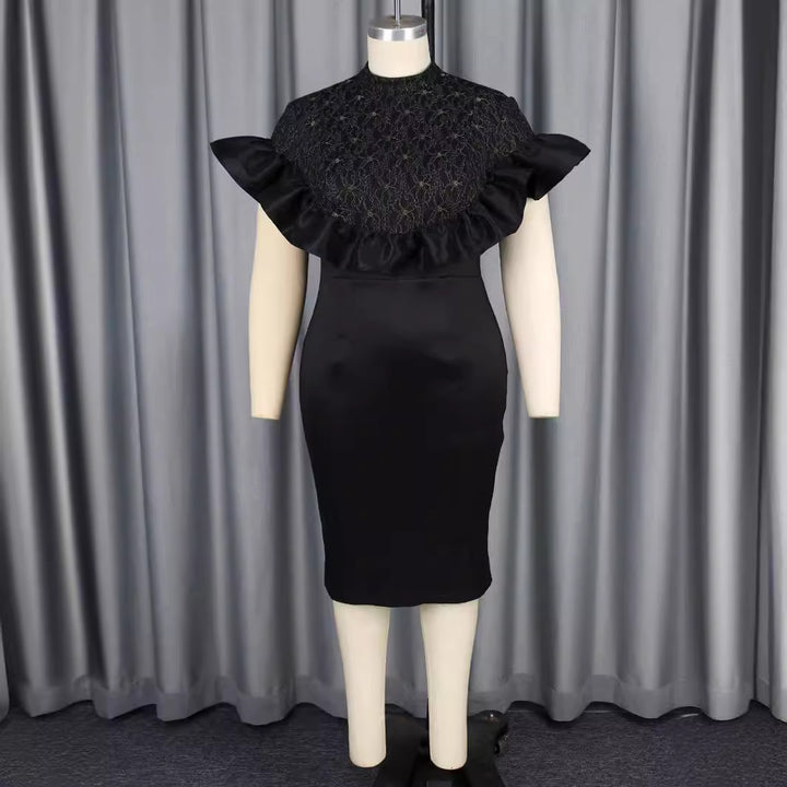 Damen Elegantes Kleid mit Spitzenoberteil und voluminösen Rüschen Echo Archiv