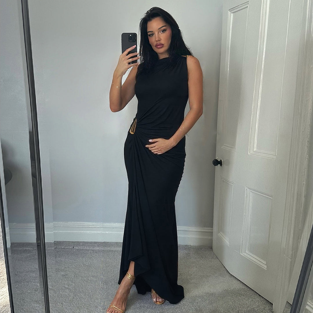 Damen Elegantes Maxikleid mit asymmetrischem Schnitt und Raffungen Echo Archiv