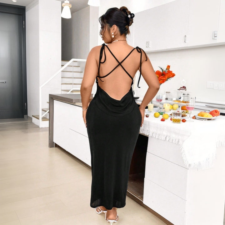 Damen Maxikleid mit verstellbaren Spaghettiträgern und elegantem Schnitt Echo Archiv