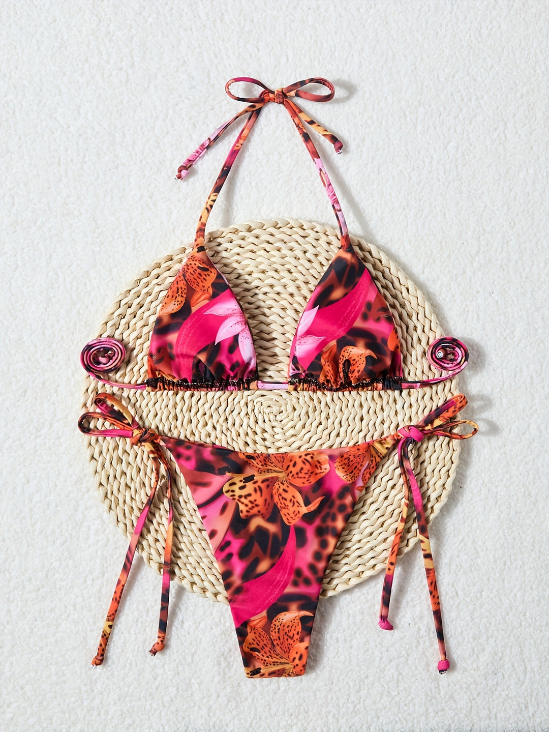 Damen Triangel-Bikini mit verstellbaren Bindebändern und animalischem Muster Echo Archiv