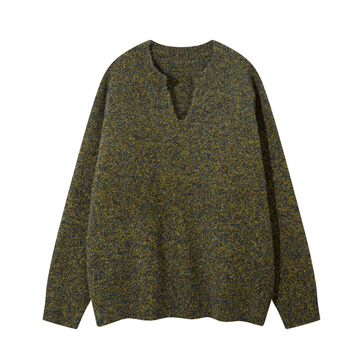 Unisex Oversize-Strickpullover mit kurzem V-Schlitzkragen Echoarchiv