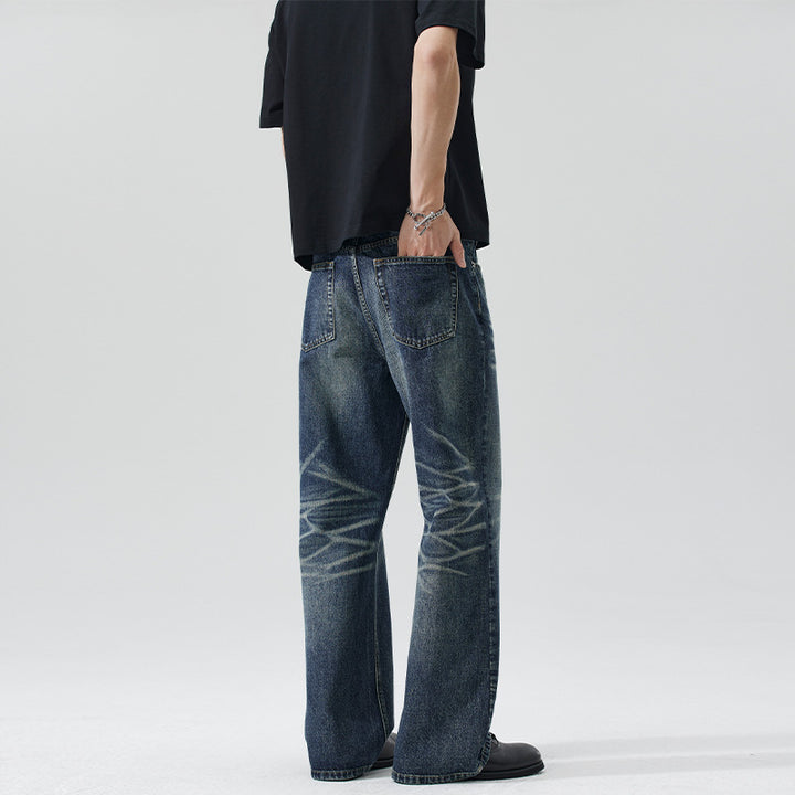 Herren Weite Flared-Jeans im Vintage-Look mit Whisker-Effekt Echo Archiv